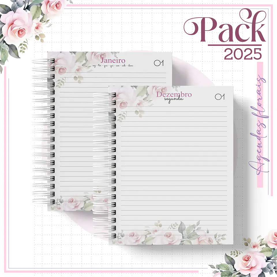 Arquivo Encadernação Agenda Floral Minimalista Alfabeto 3