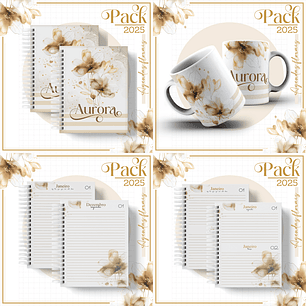 Arquivo Encadernação Agenda Floral Gold Boho Alfabeto