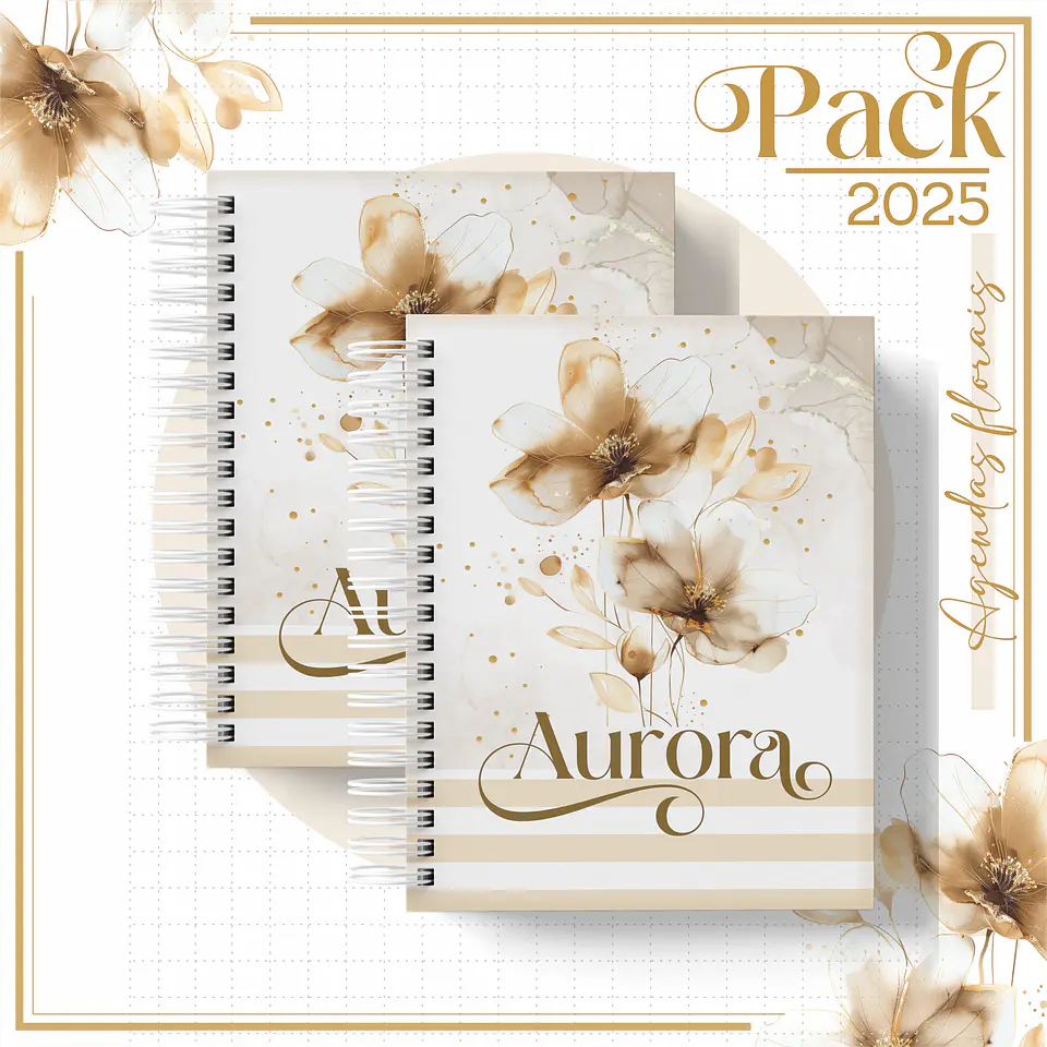 Arquivo Encadernação Agenda Floral Gold Boho Alfabeto 4