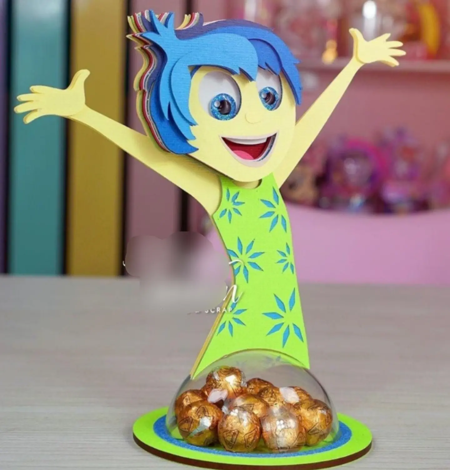 Arquivo de Corte Porta Doces Bola Acrilica - Divertidamente Alegria 1
