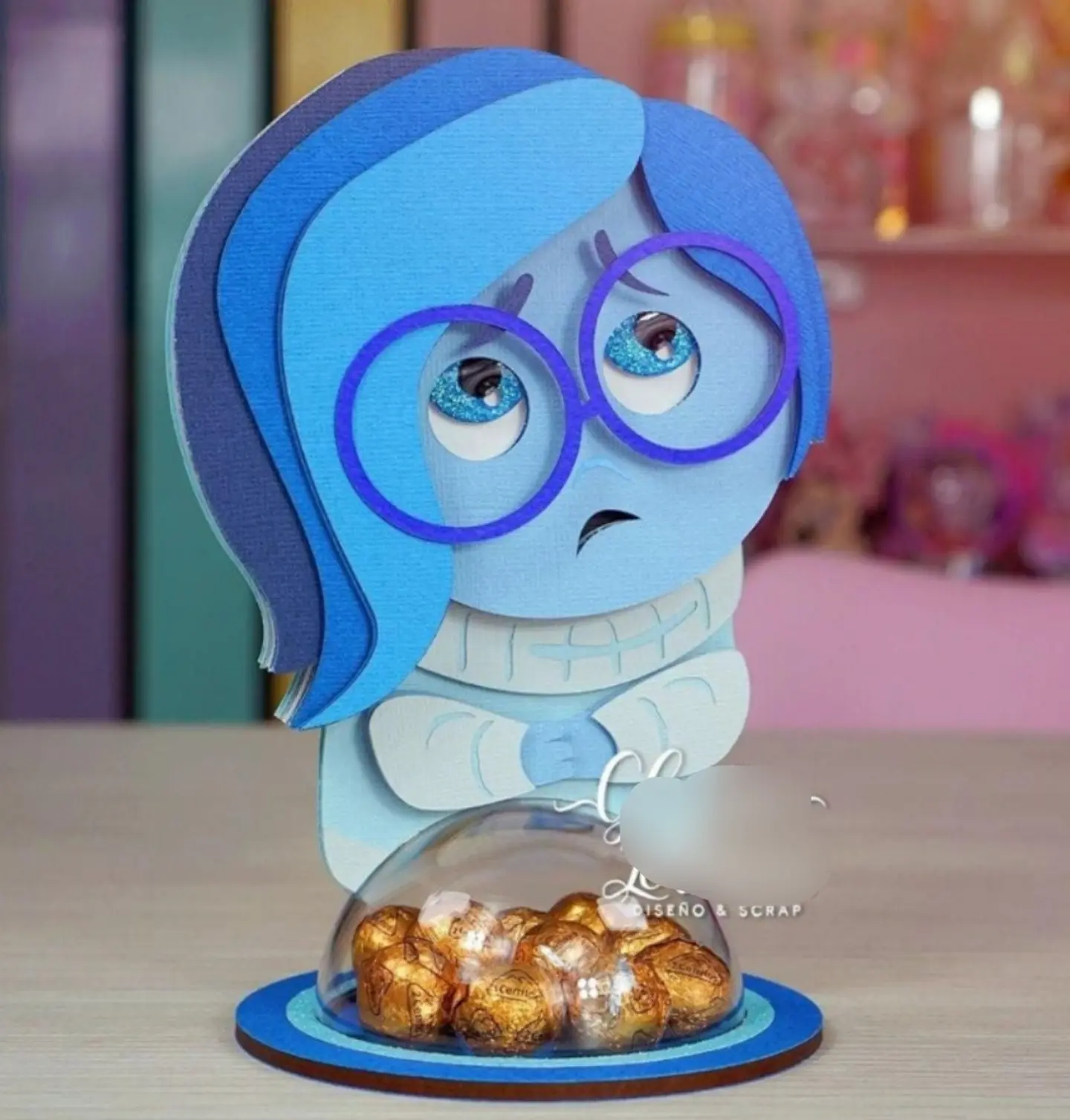 Arquivo de Corte Porta Doces Bola Acrilica - Divertidamente Tristeza 1