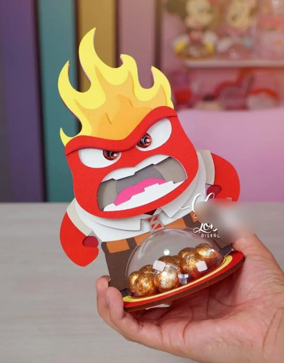 Arquivo de Corte Porta Doces Bola Acrilica - Divertidamente Raiva 1