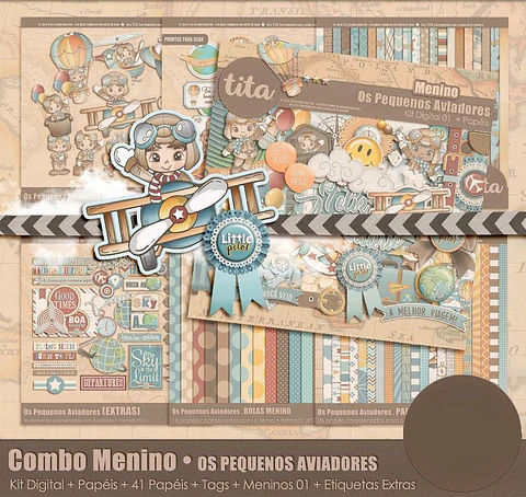 Kit Digital Combo Pequenos Aviadores Menino
