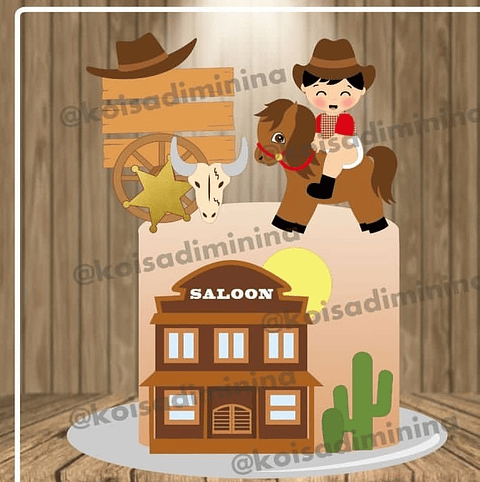 Arquivo Topo de Bolo Fazendinha Menino no Cavalo Saloon - EM CAMADAS