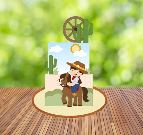 Arquivo Topo de Bolo Fazendinha Menino no Cavalo - EM CAMADAS