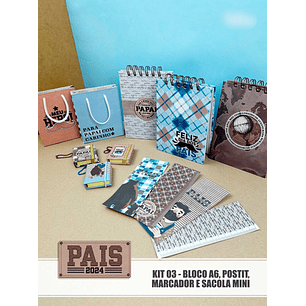 Arquivo Pais 2024 - Kit 03 - Bloco, Postit, Marcador e Sacola