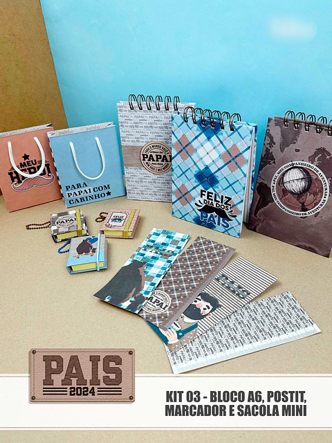 Arquivo Pais 2024 - Kit 03 - Bloco, Postit, Marcador e Sacola