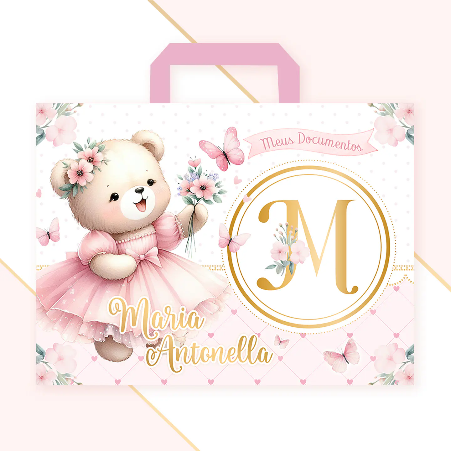 Arquivo Encadernação Baby Ursinha Rosa Alfabeto 5