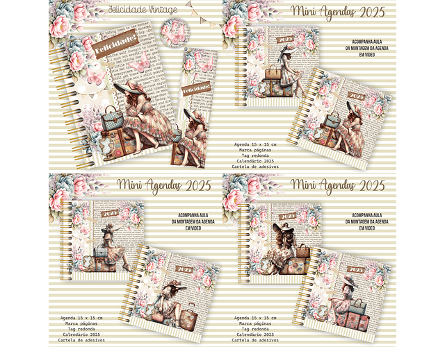 Arquivo Encadernação Agendas 15X15 Meninas Floral - Caderno A5 - CRYS