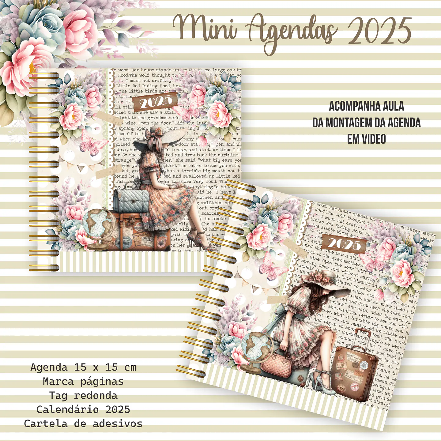 Arquivo Encadernação Agendas 15X15 Meninas Floral - Caderno A5 - CRYS 4