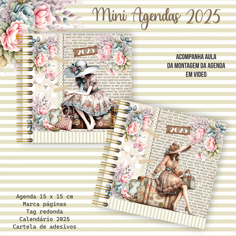 Arquivo Encadernação Agendas 15X15 Meninas Floral - Caderno A5 - CRYS 5