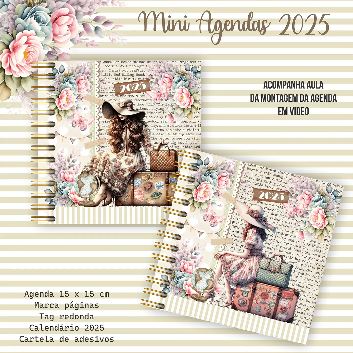 Arquivo Encadernação Agendas 15X15 Meninas Floral - Caderno A5 - CRYS 6