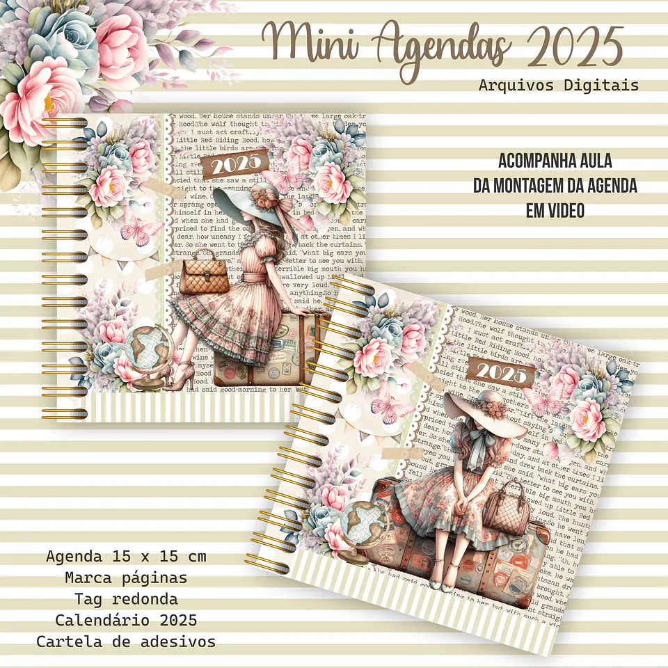 Arquivo Encadernação Agendas 15X15 Meninas Floral - Caderno A5 - CRYS 7