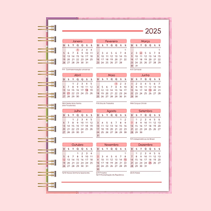  Arquivo Calendário A5 - 2025 (frente) e 2026 (verso) - 7 tons - wire-o/espiral