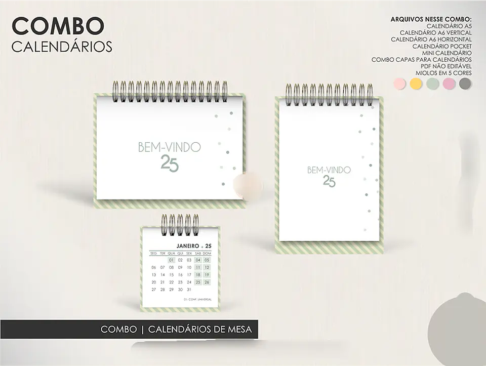 Arquivo Encadernação Super Combo Agendas Permanentes + Calendários + Kit Capas - LÊ 5