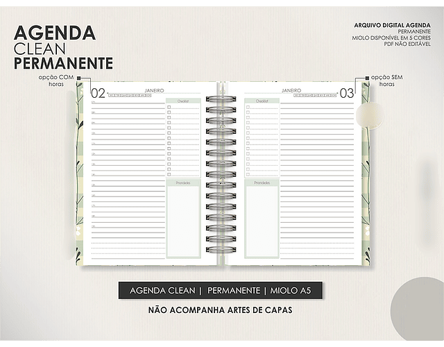 Arquivo Encadernação Super Combo Agendas Permanentes + Calendários + Kit Capas - LÊ