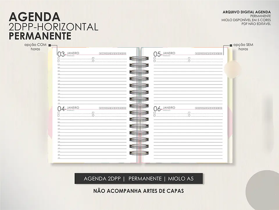 Arquivo Encadernação Super Combo Agendas Permanentes + Calendários + Kit Capas - LÊ 9