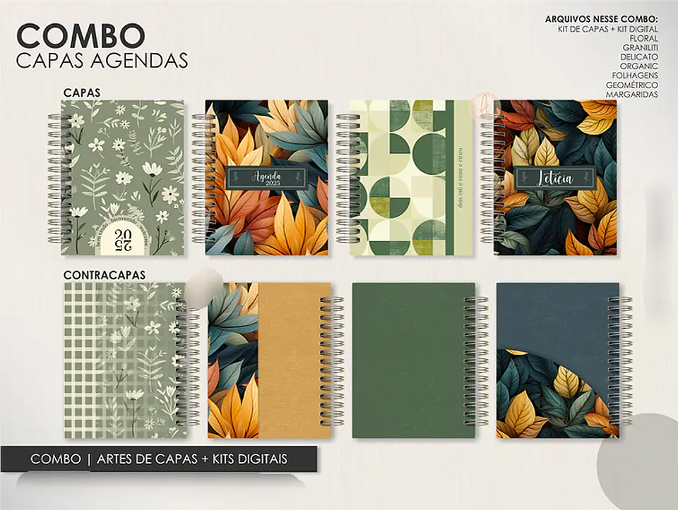 Arquivo Encadernação Super Combo Agendas Permanentes + Calendários + Kit Capas - LÊ 12