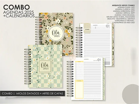 Arquivo Encadernação Super Combo Agendas 2025 + Calendários + Kit Capas 2025 - LÊ