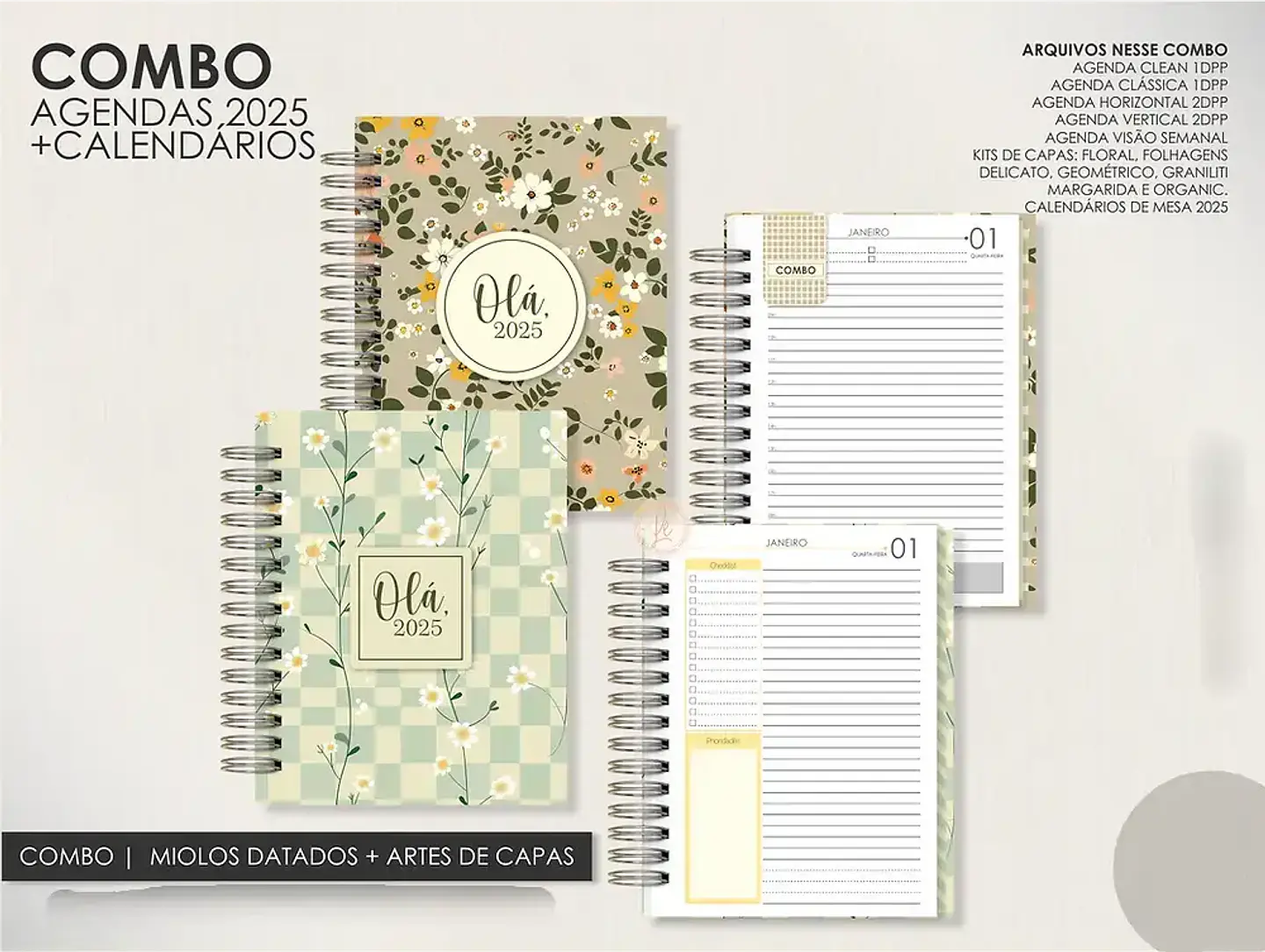Arquivo Encadernação Super Combo Agendas 2025 + Calendários + Kit Capas 2025 - LÊ 1