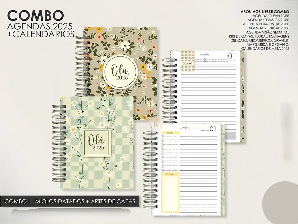 Arquivo Encadernação Super Combo Agendas 2025 + Calendários + Kit Capas 2025 - LÊ 1