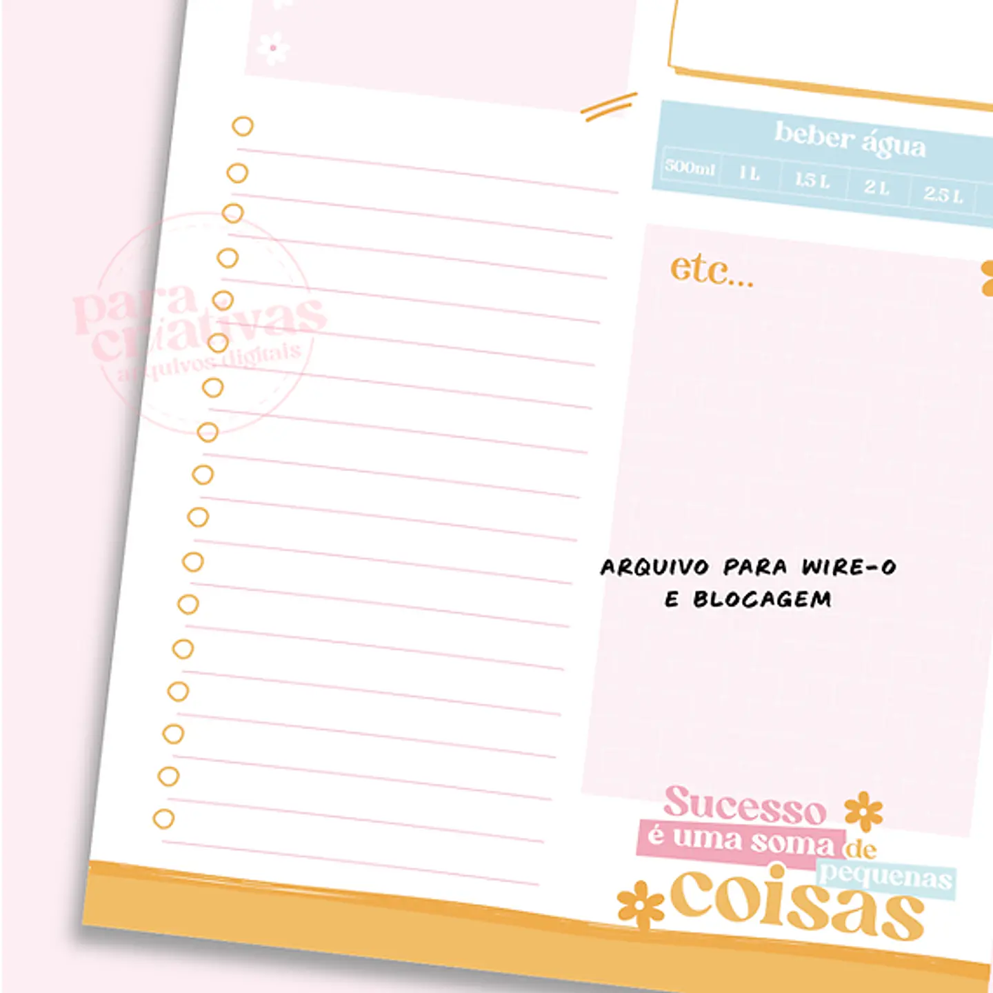 Arquivo Encadernação Bloquinho Planner Diário Amarelo 4
