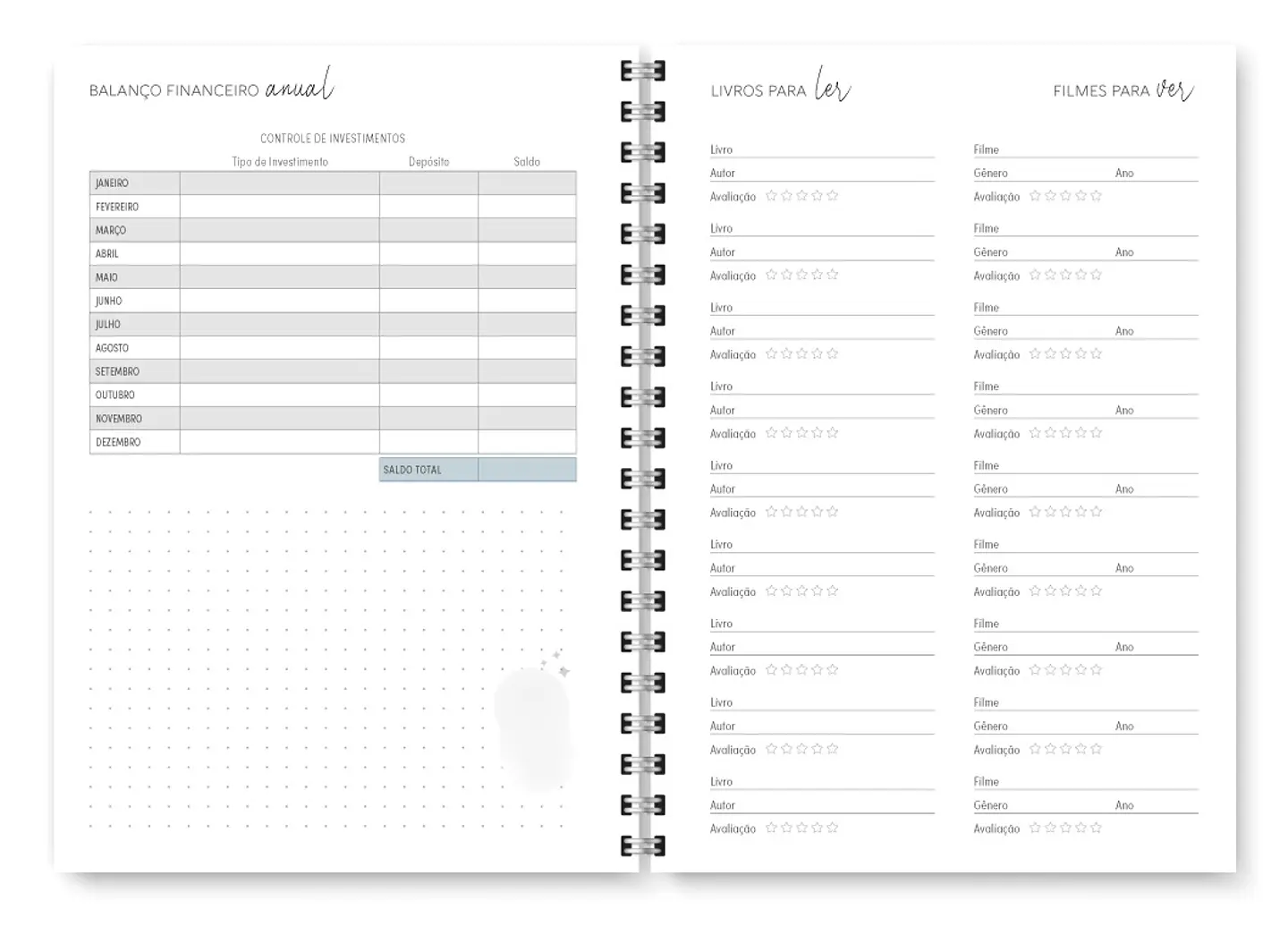 Arquivo Combo Miolo Planner Cores 2025 Horizontal - Trilha 2
