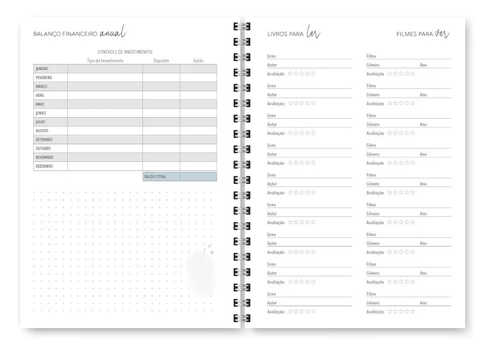 Arquivo Combo Miolo Planner Cores 2025 Horizontal - Trilha 2