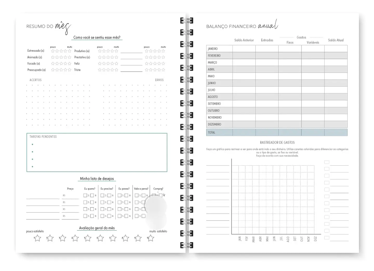 Arquivo Combo Miolo Planner Cores 2025 Horizontal - Trilha 3