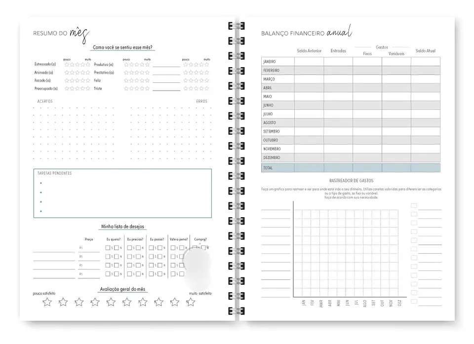 Arquivo Combo Miolo Planner Cores 2025 Horizontal - Trilha 3