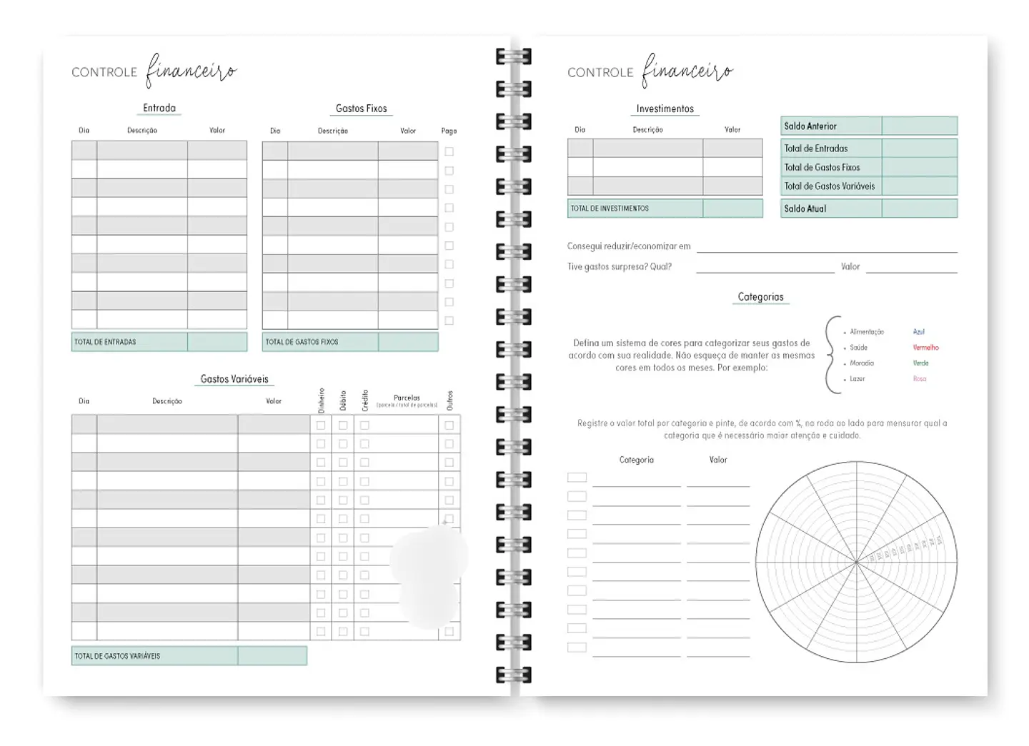 Arquivo Combo Miolo Planner Cores 2025 Horizontal - Trilha 4