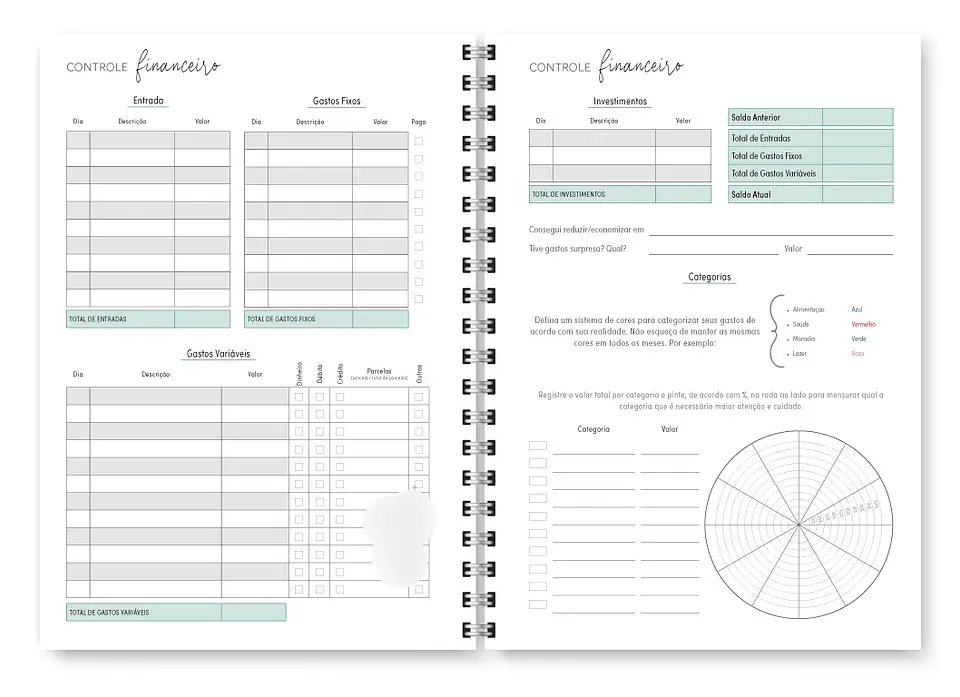 Arquivo Combo Miolo Planner Cores 2025 Horizontal - Trilha 4