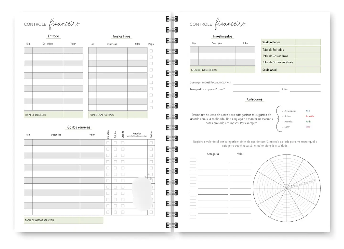 Arquivo Combo Miolo Planner Cores 2025 Horizontal - Trilha 5
