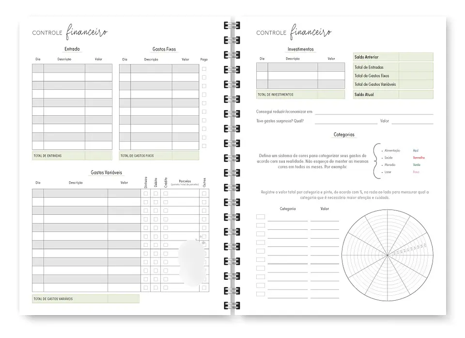 Arquivo Combo Miolo Planner Cores 2025 Horizontal - Trilha 5