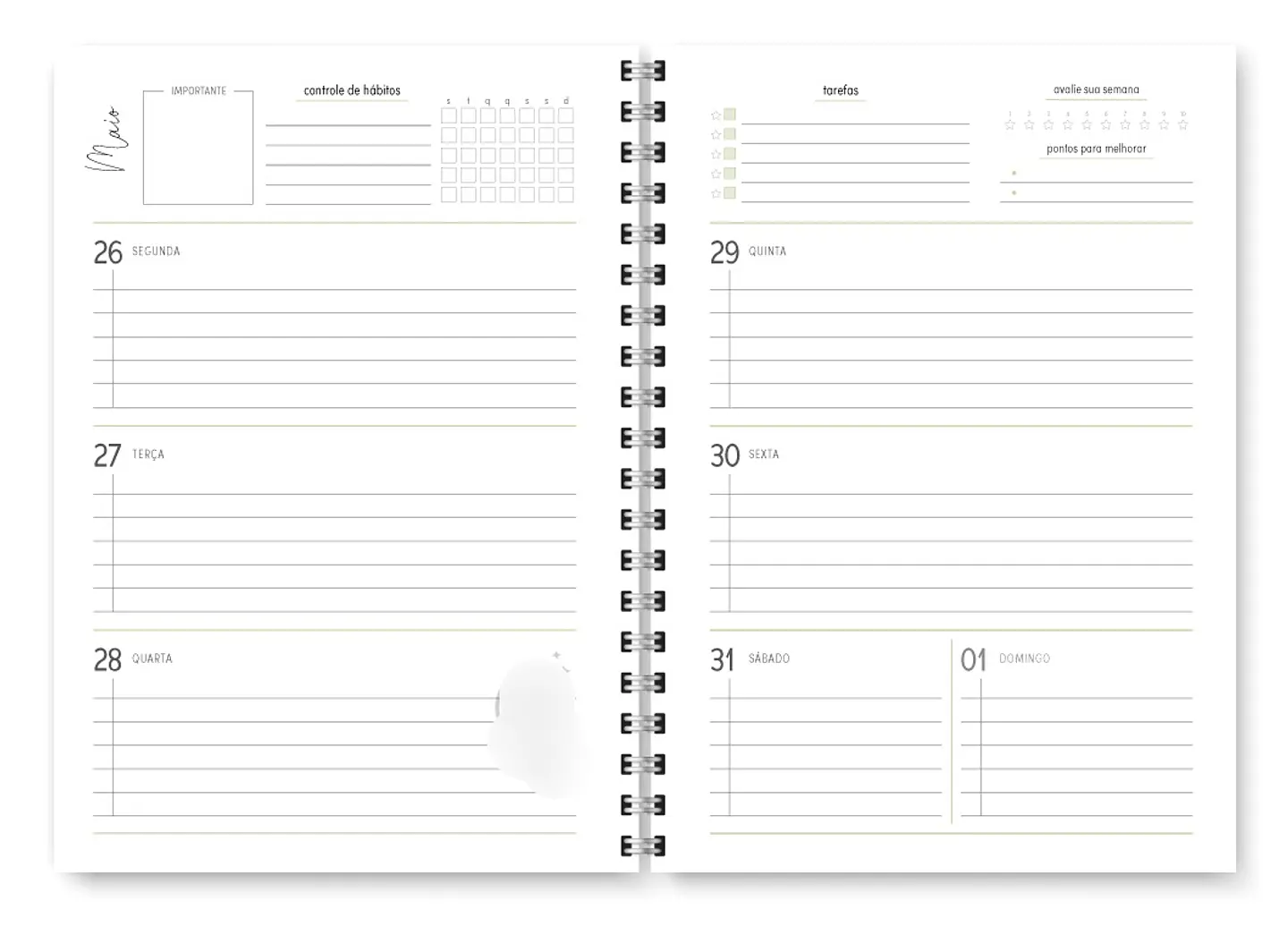 Arquivo Combo Miolo Planner Cores 2025 Horizontal - Trilha 6