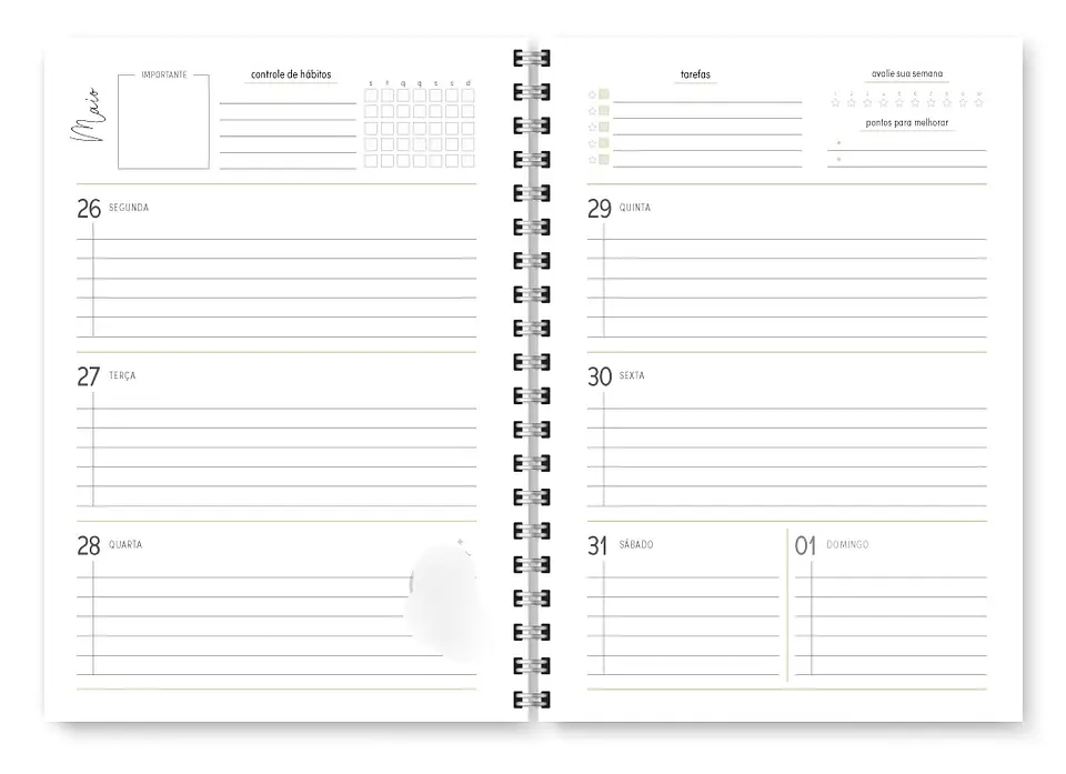 Arquivo Combo Miolo Planner Cores 2025 Horizontal - Trilha 6