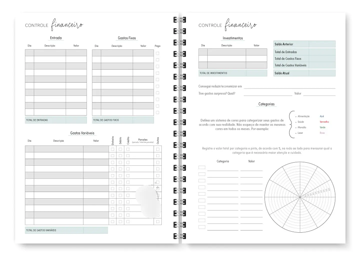 Arquivo Combo Miolo Planner Cores 2025 Horizontal - Trilha 7