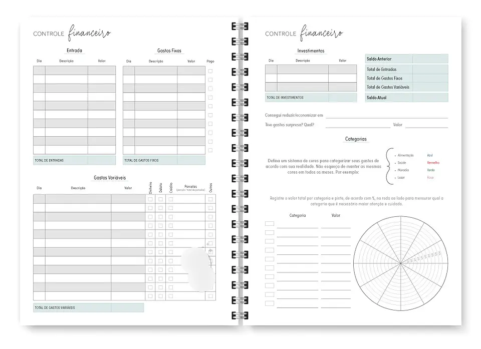 Arquivo Combo Miolo Planner Cores 2025 Horizontal - Trilha 7