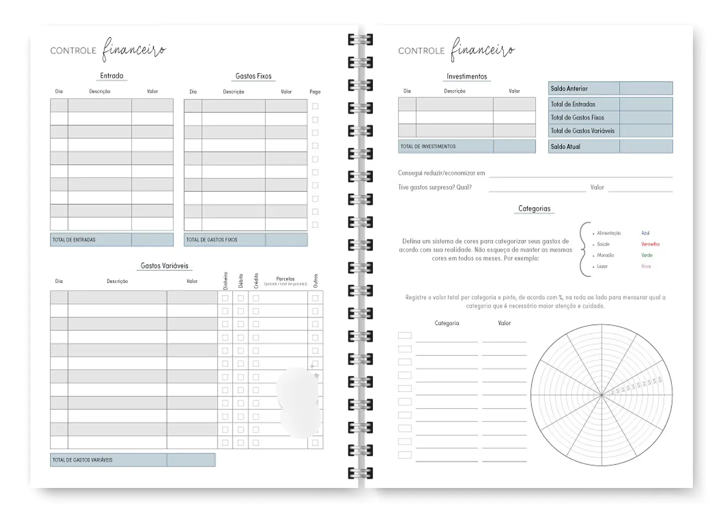 Arquivo Combo Miolo Planner Cores 2025 Horizontal - Trilha 9
