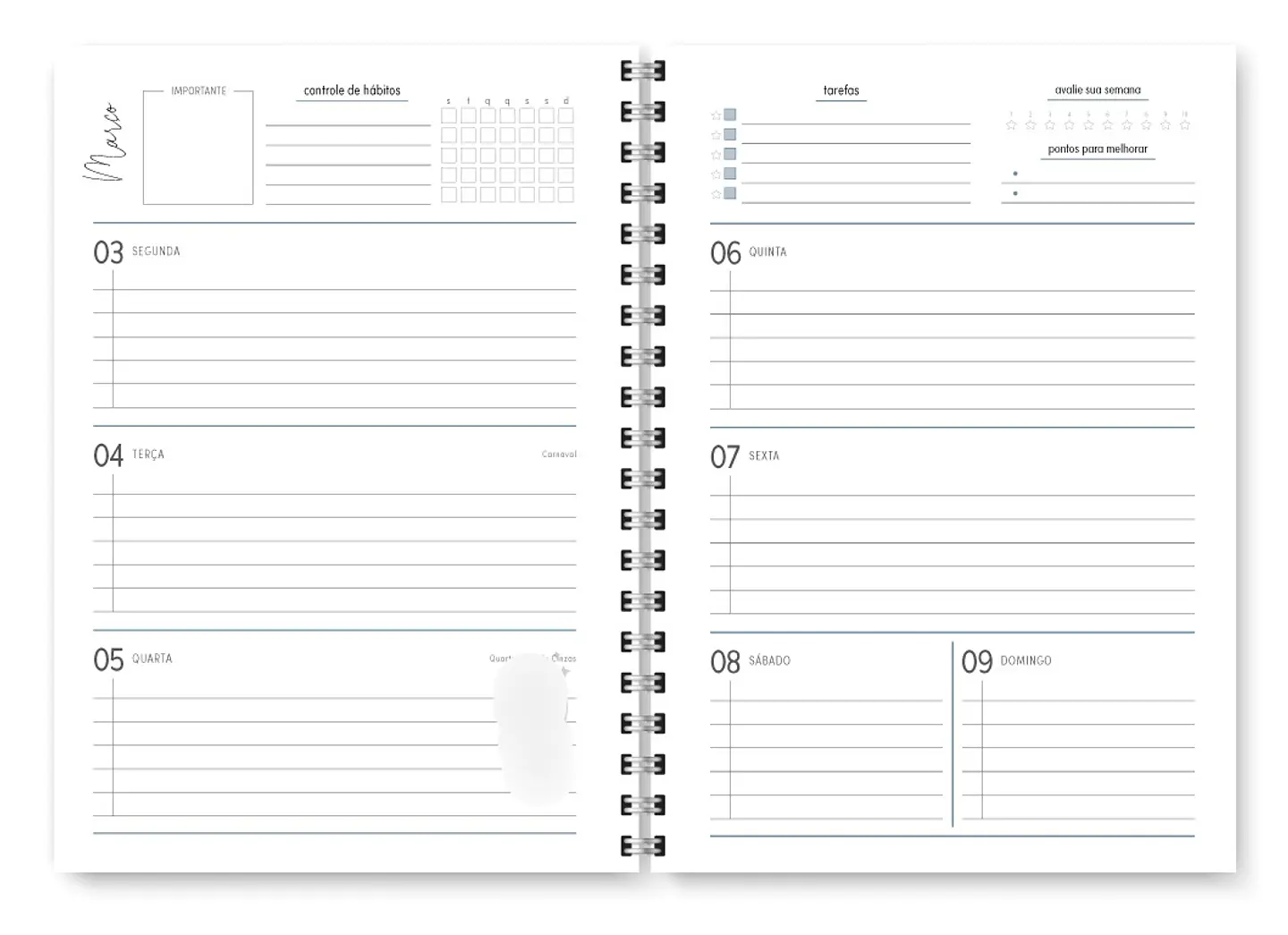 Arquivo Combo Miolo Planner Cores 2025 Horizontal - Trilha 10