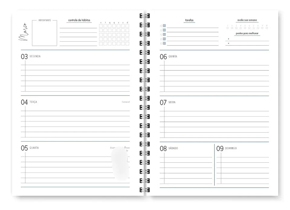 Arquivo Combo Miolo Planner Cores 2025 Horizontal - Trilha 10