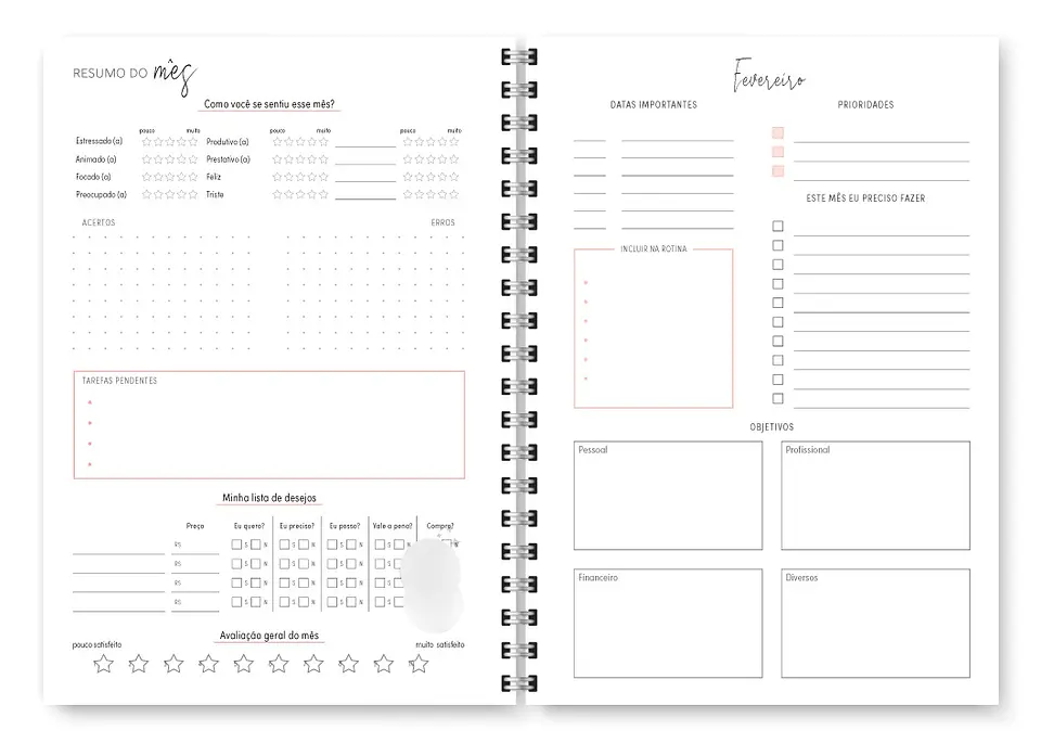 Arquivo Combo Miolo Planner Cores 2025 Horizontal - Trilha 12
