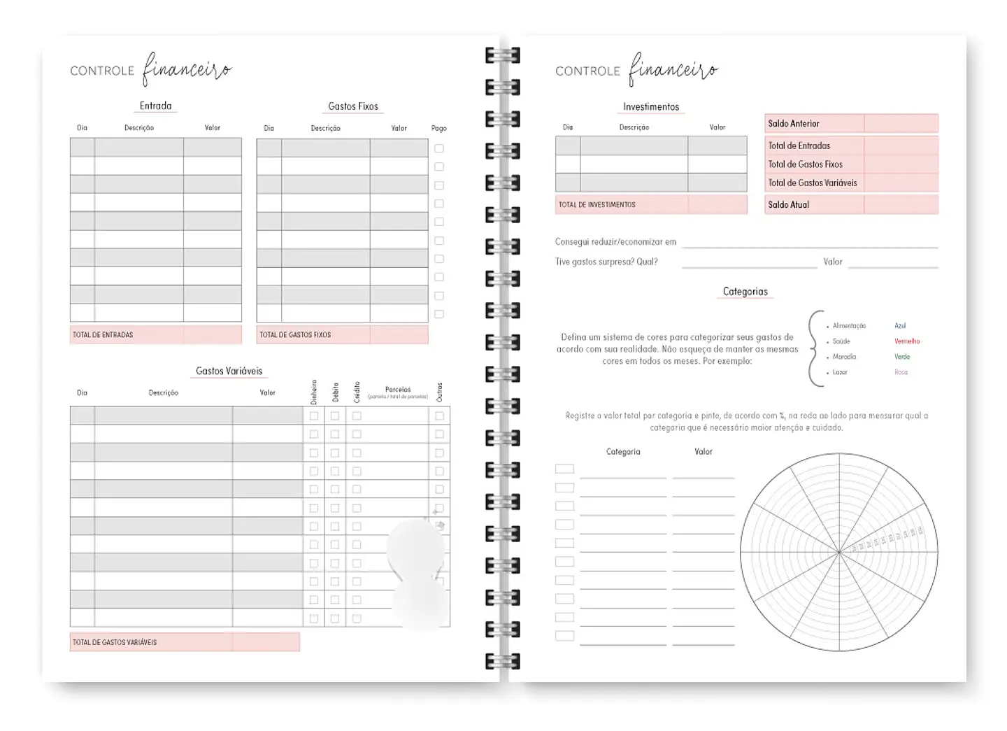 Arquivo Combo Miolo Planner Cores 2025 Horizontal - Trilha 13