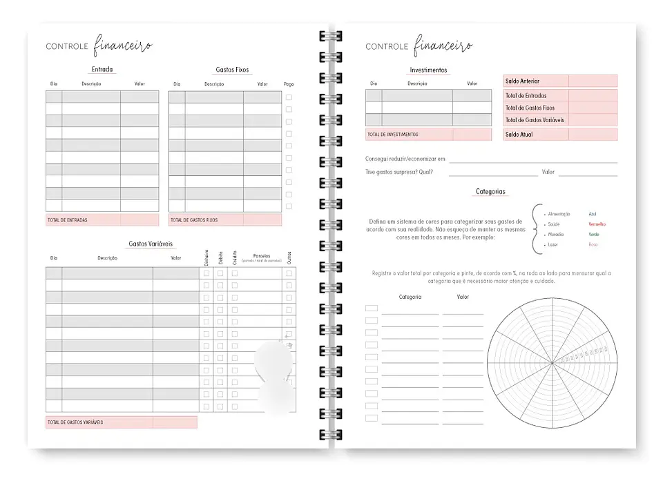Arquivo Combo Miolo Planner Cores 2025 Horizontal - Trilha 13