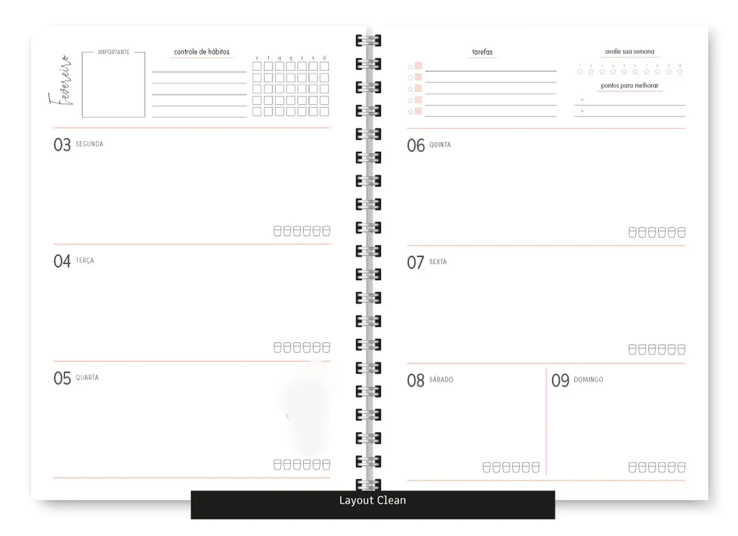 Arquivo Combo Miolo Planner Cores 2025 Horizontal - Trilha 14