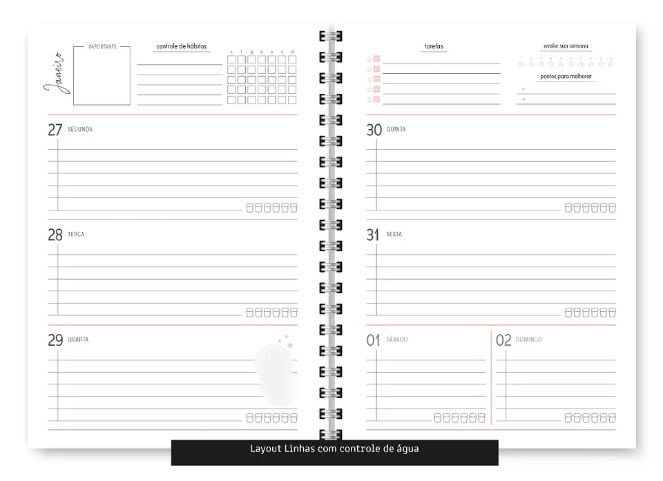 Arquivo Combo Miolo Planner Cores 2025 Horizontal - Trilha 16