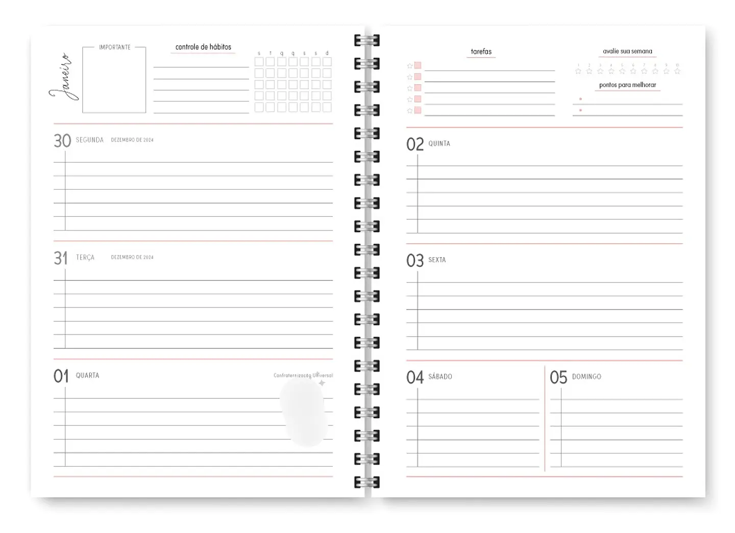 Arquivo Combo Miolo Planner Cores 2025 Horizontal - Trilha 18