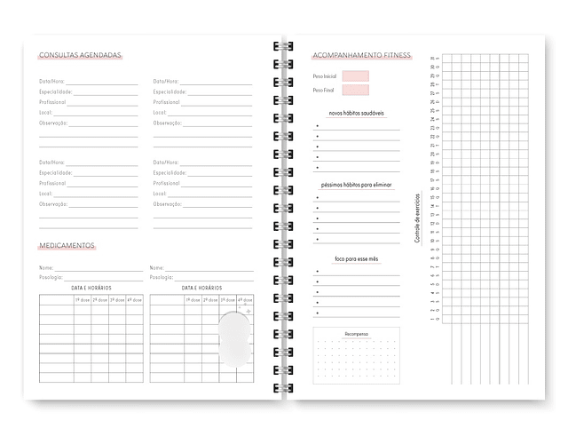 Arquivo Combo Miolo Planner Cores 2025 Horizontal - Trilha