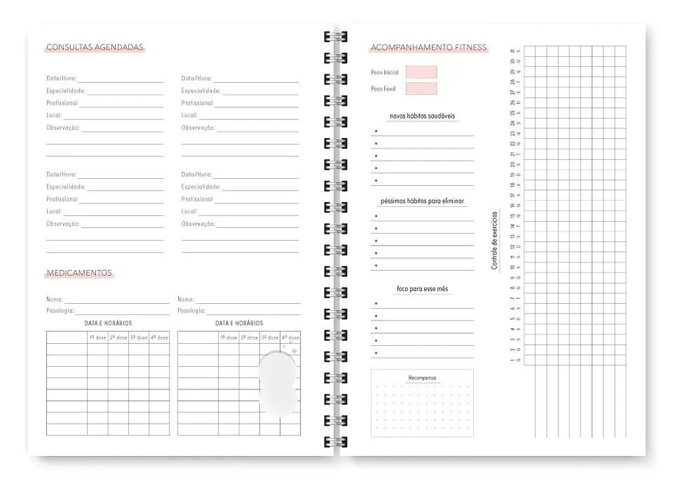 Arquivo Combo Miolo Planner Cores 2025 Horizontal - Trilha 20