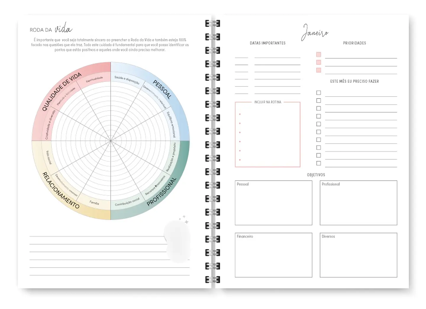 Arquivo Combo Miolo Planner Cores 2025 Horizontal - Trilha 21